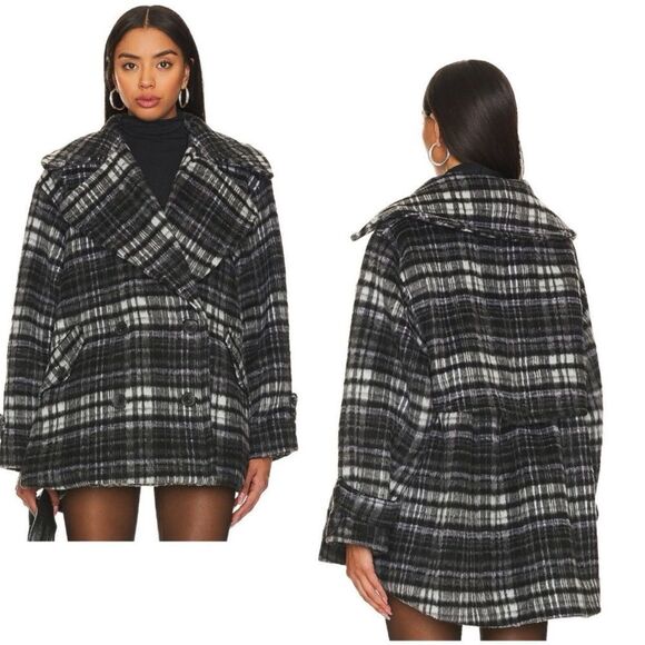 Free People Highlands Wool Coat in Salt & Pepper Revolve NWT XS - Picture 1 of 12